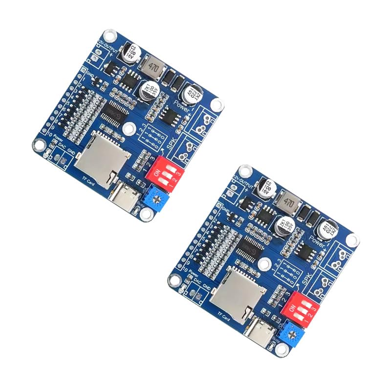 2PCS CH9311-TF 20W Sound Playback Board 8MB Voice Module USB Downloadable MP3 Music Player DAC 12V Output Support Programmable Combination Background IO Trigger 10channel