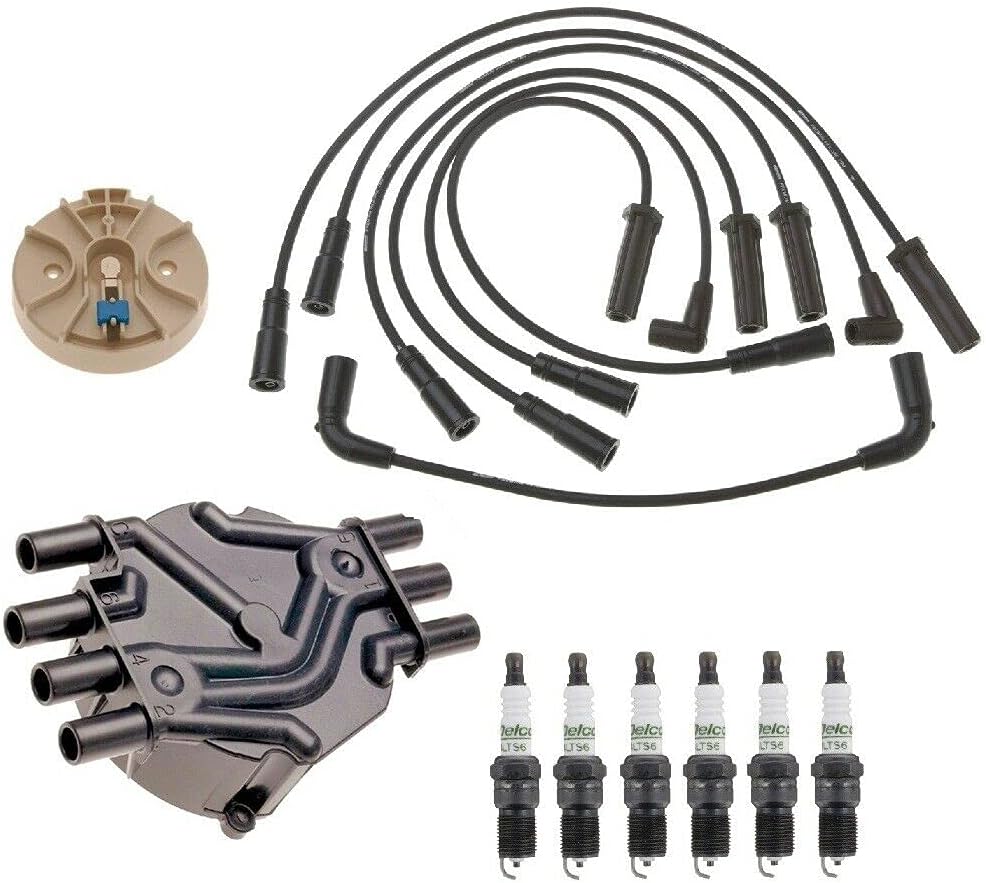 Distributor Rotor Cap Wire & Spark Plugs Compatible with Chevy GMC 4.3L Automotive