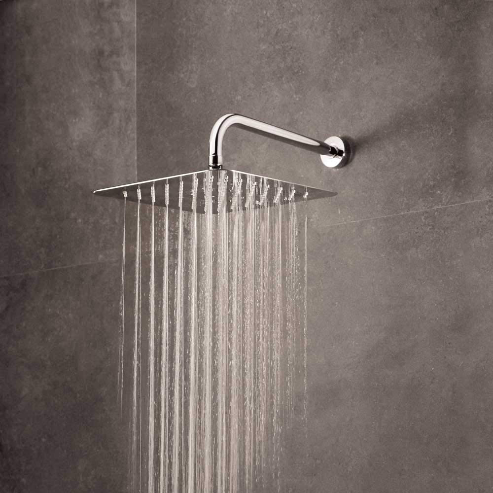 Ramon Soler Brazo de Ducha de Pared B350 de 350 mm. Soporte para Alcachofa de Ducha con Acabado Cromado Diamond Finish. Brazo de Extensión Redondo para Ducha con Sujeción en la Pared.