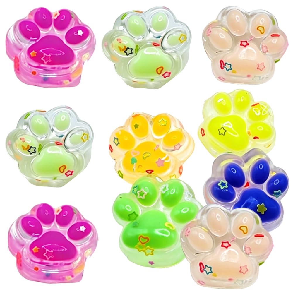 10 Pcs Mini Squishy Toys Set, Cat Paw Squishy Stress Balls, Cat Paw Stress Relief Toy, Fun Fidget Toy, for Stress Relief Anxiety Relaxation, Party Favors Decor