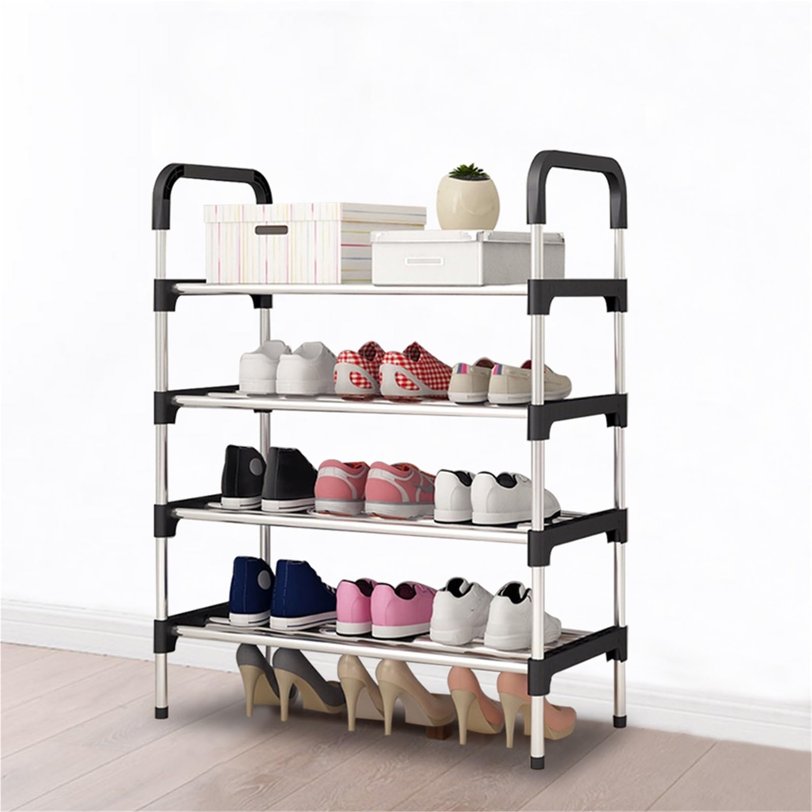 3/4/5-Tier Lightweight Metal Shoe Rack Ventilated Design
