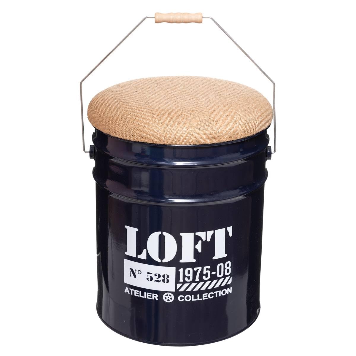 ATMOSPHERA CREATEUR D'INTERIEUR Juego de 2 pufs Canister Alfred Metal