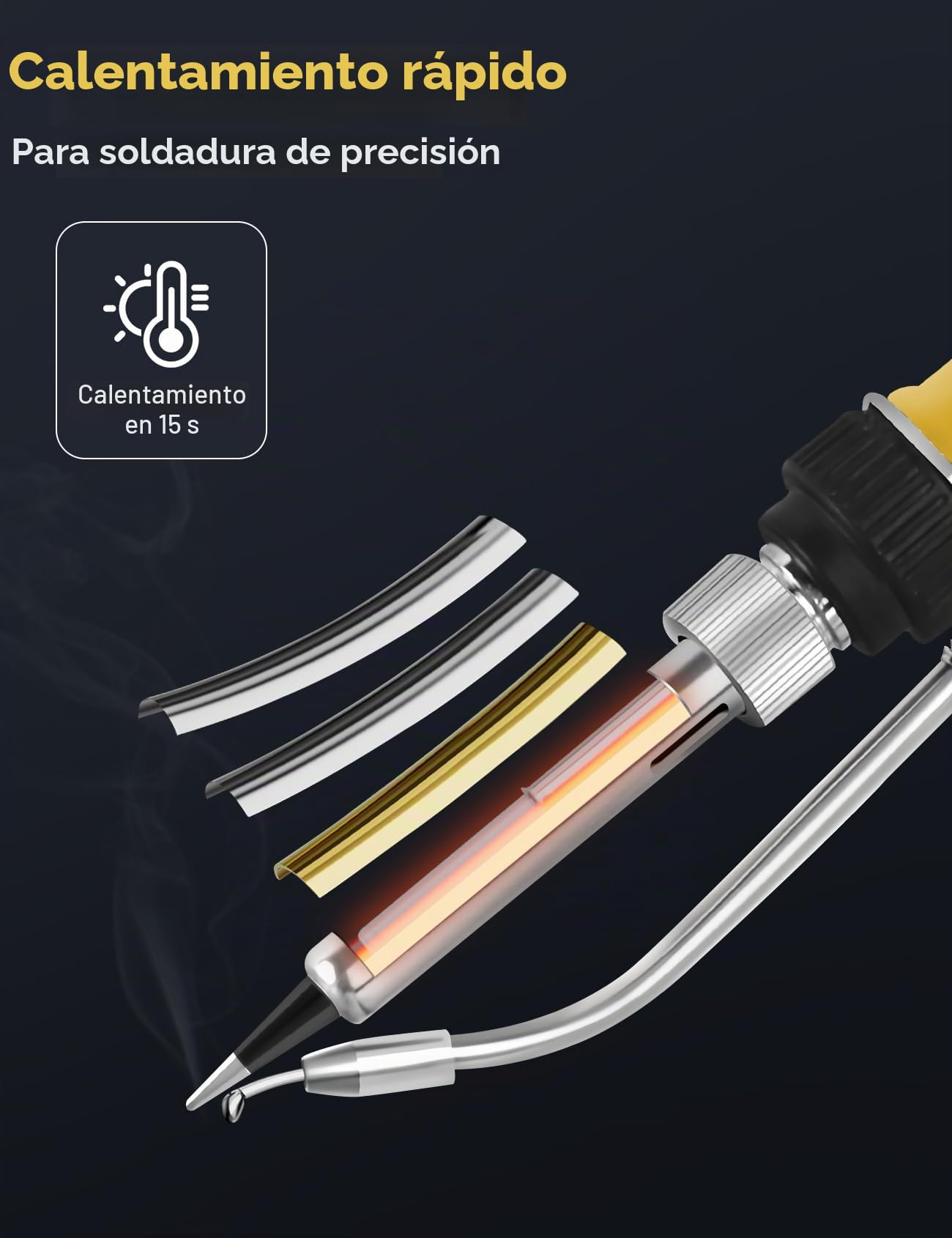 Soldador estaño, pistola de soldar de 60 W, juego de soldador automático, soldador 5 en 1 de una sola mano con desoldador estaño, alambre de estaño, 2 pinzas antiestáticas para reparación