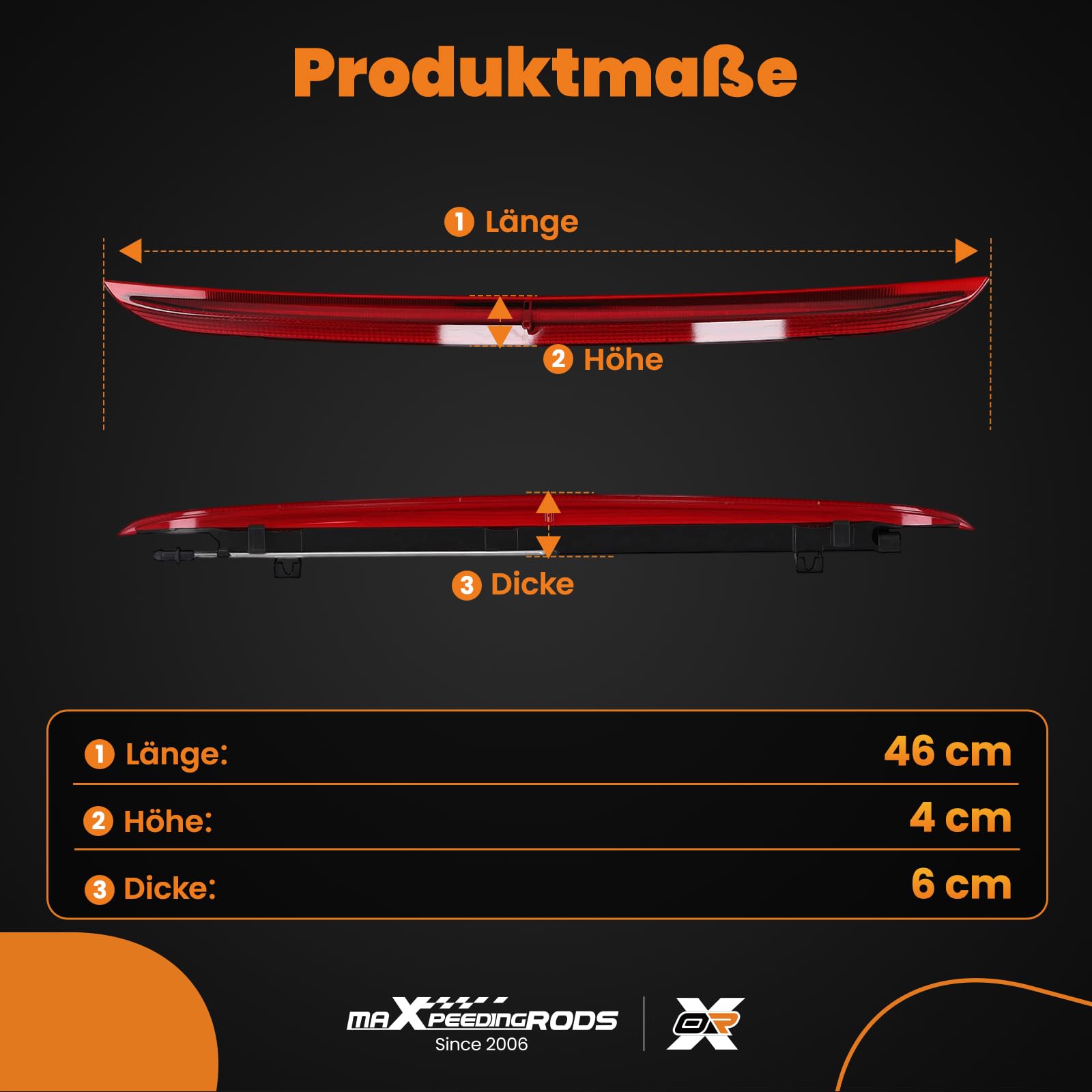 maXpeedingrods 7L6945097C, 7L6945097A LED tercera luz de freno parada 3ª luz de freno trasera para VW Touareg 2003-2010 luz de parada adicional 3er luz Stop 7L6945097B, 7L6945097