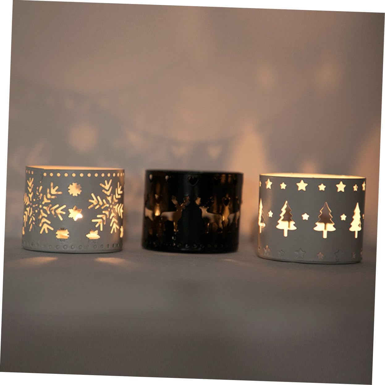 3pcs Iron Candle Holder Iron Christmas Candle Holder Christmas s Hollow s s Candle Decorations