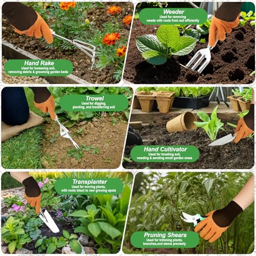 Set de herramientas para jardín 22 piezas acero inoxidable miniatura 6