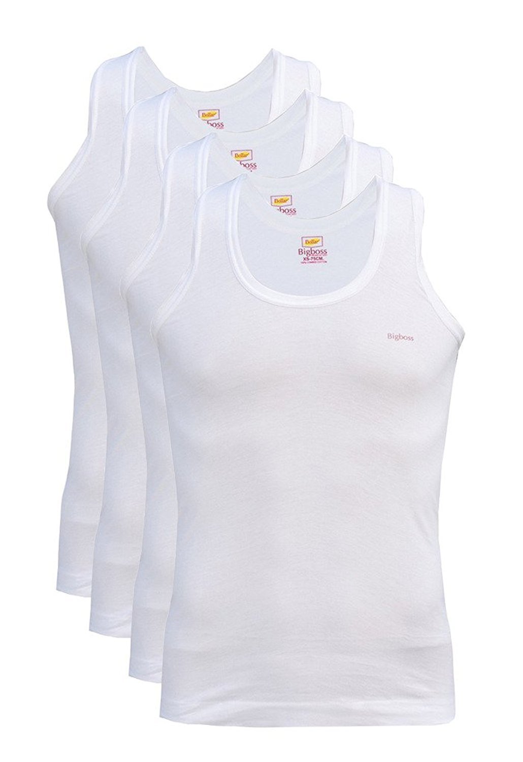 dollar BigBoss Men's Cotton Sleveless Vest Pack of 4 (Size :90 cm) White-picture-22