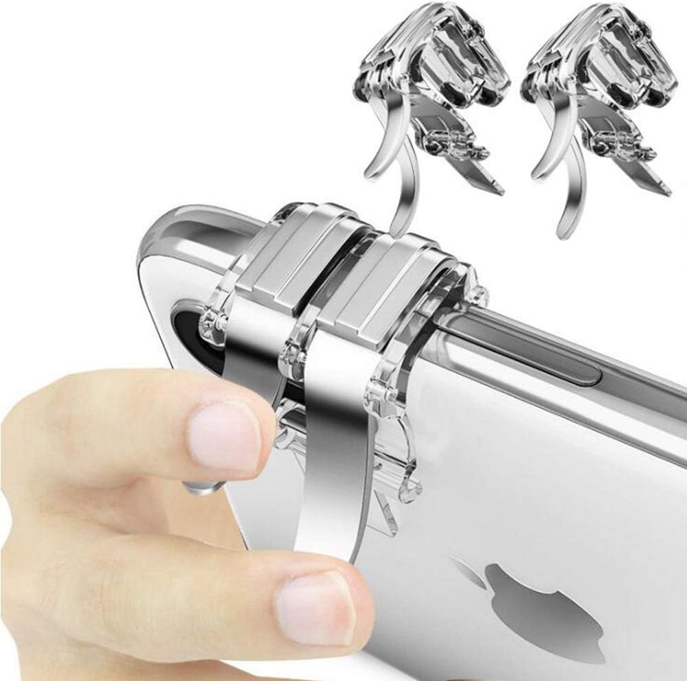 BOLAKER W6 Shooter Controller PUBG ROS Trigger Fire Aim Button for Mobile Game 1 Pair PUBG Mobile Game Fire Button Phone Gaming Trigger Shooter Controller (Left + Right)