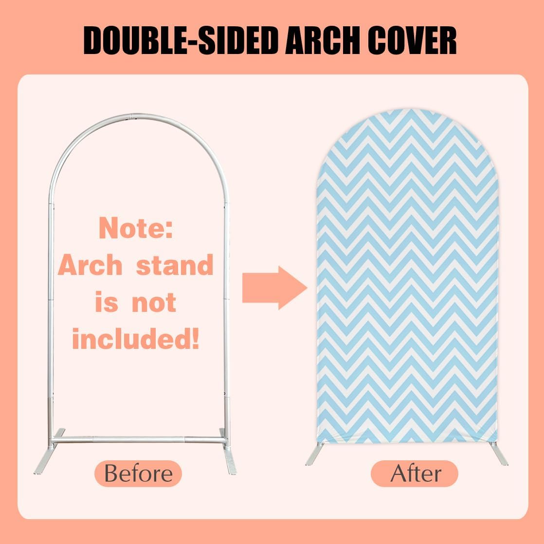 Blue Chevron Arch Backdrop Covers Double-Sided Arched Frame Stand Stretchy Fabric Covers for Birthday Parties Baby Shower Wedding Arch Tablecloth Decor Props