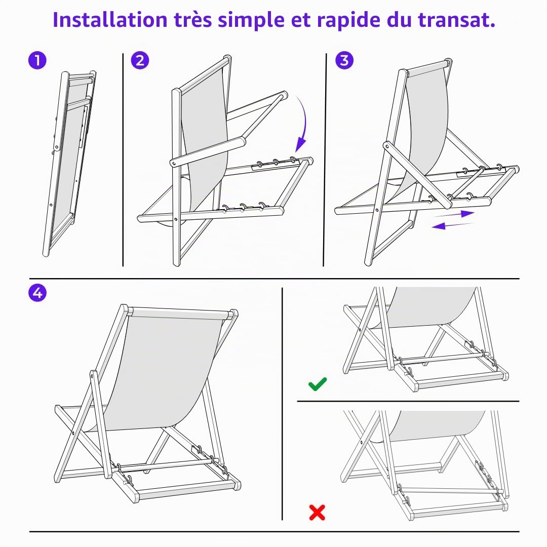 Chaise Longue Pliante en Bois Orange - Transat chilienne en hêtre Robuste 120 kg - Relax Pliable pour Jardin, Balcon, terrasse, Plage & Camping