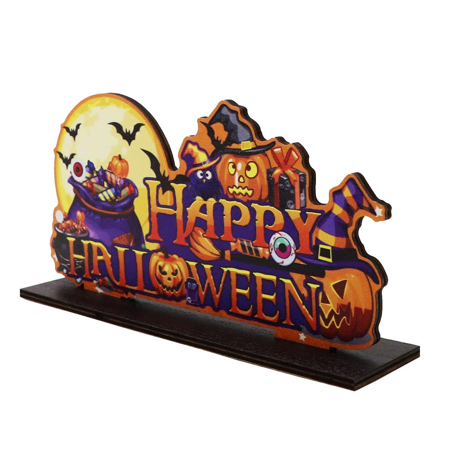 ALLY-MAGIC Happy Halloween Table Decorations, Pumpkin Table Decorations, Halloween Wooden Centerpiece Signs, Witch Hat Goast for Halloween Party Pumpkin Decor Y9WSMZBJ (A)