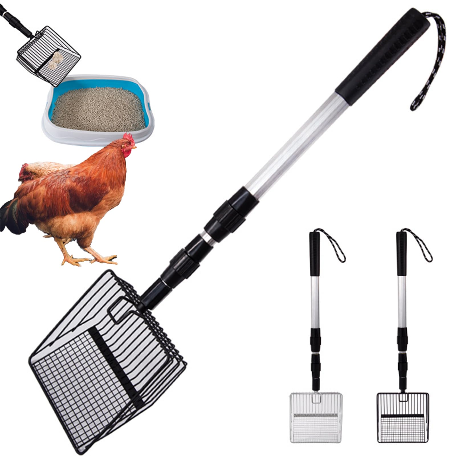 Recogedor Y Rastrillo Para Gallinero - Herramienta Desmontable De Aluminio Para Limpieza De Animales