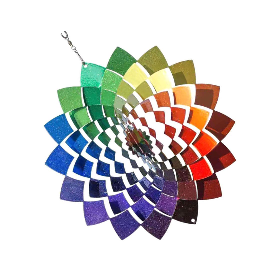 wind sculptures Stainless Steel Wind Spinners Colorul Chime Ornaments Garden Hanging Decoration