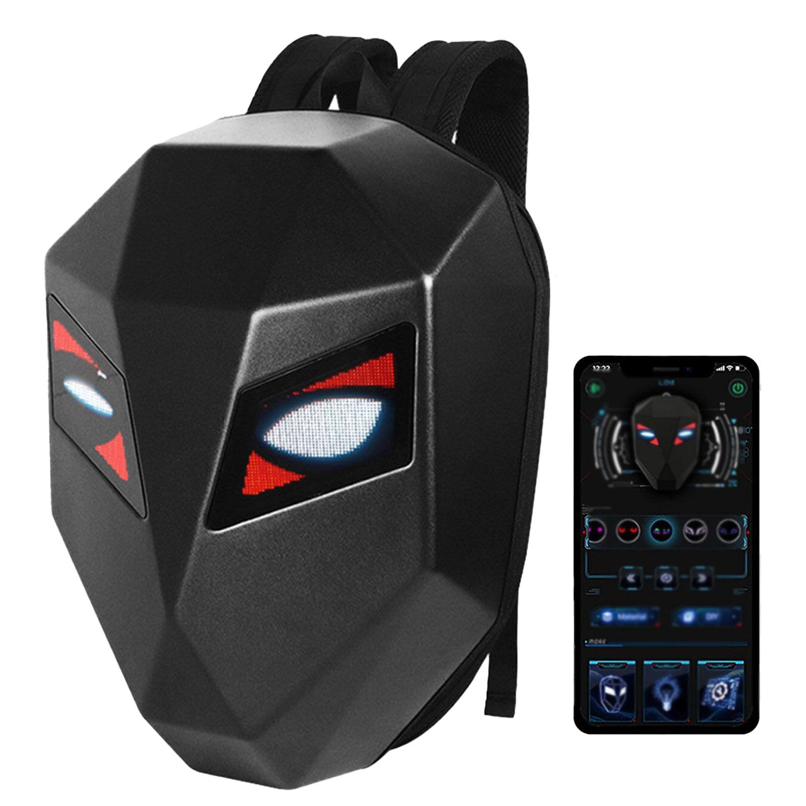 TrendMax LED Eye Knight Backpack Light Rider Beam Motorcycle Bluetooth Control Laptop Smart Display DIY Bag