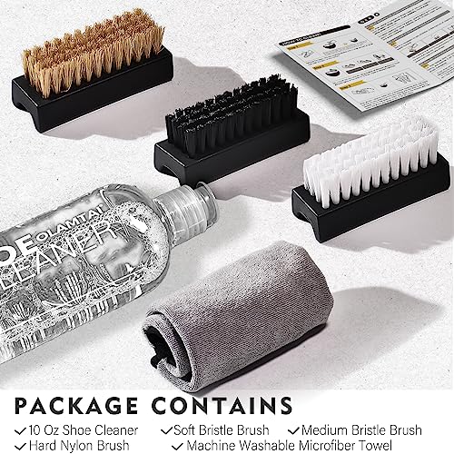 Shoe Cleaner Kit for Sneaker, Cleaning Kit, Sneaker 10Oz with 3 Brush & Microfiber Towel Included, Shoe, Suede, Boot, Canvas, PU, Fabric, etc,Clear,(Madala-SC-210201)3