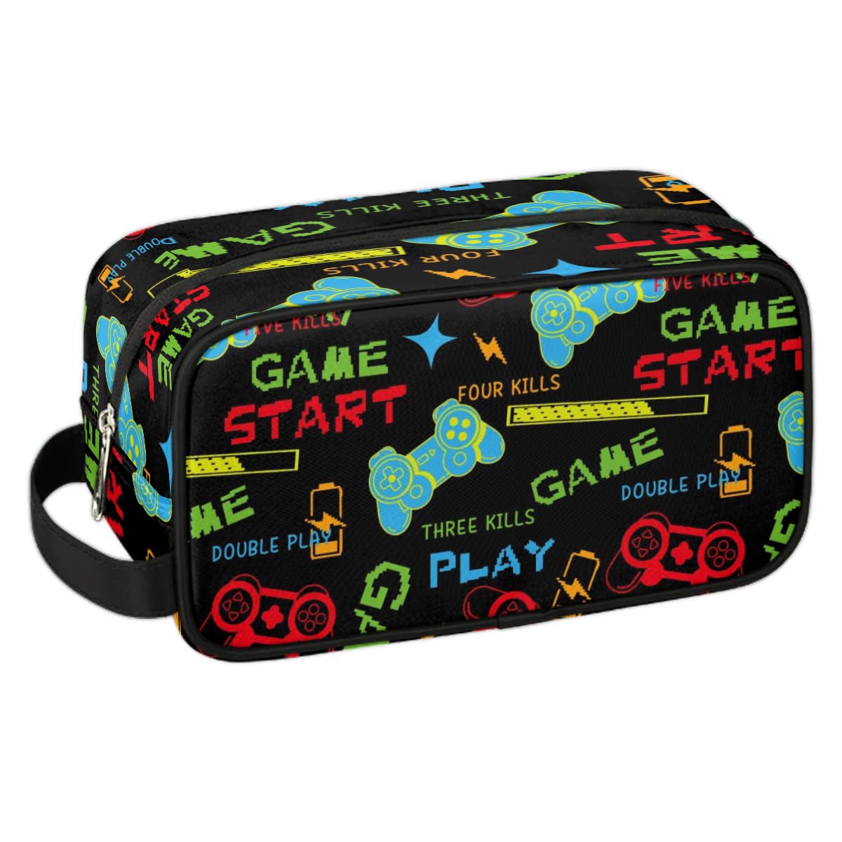 PATTERNFUL Video Game Start Travel Toiletry Bag for Kids, Waterproof Hanging Wash Bag Gym Shower Kit for Boys Dopp Kit for Toiletries Accessories