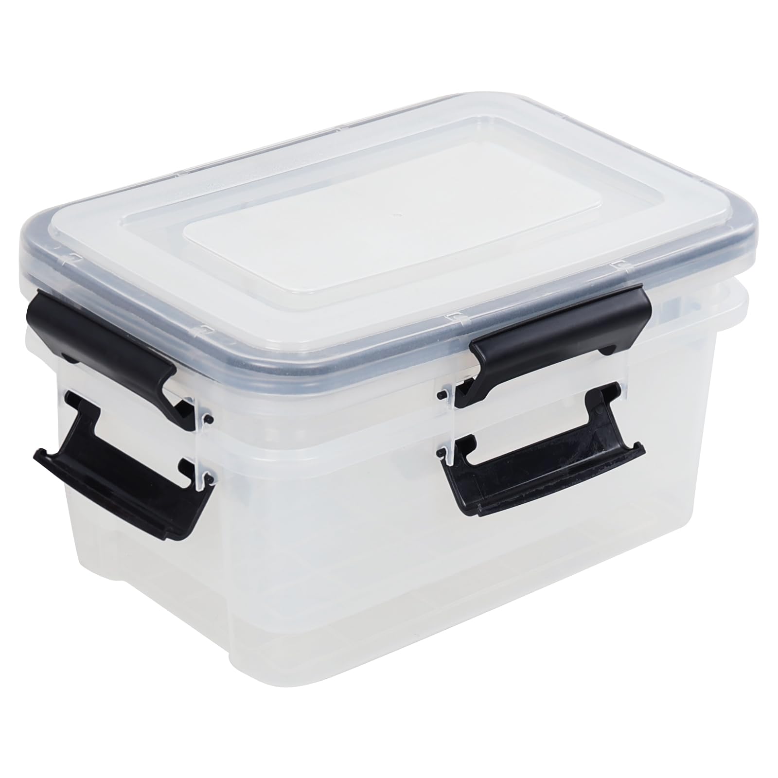 Set di 2 contenitori ermetici impilabili con coperchio, 10 l, in plastica, con fibbie a scatto, colore: trasparente
