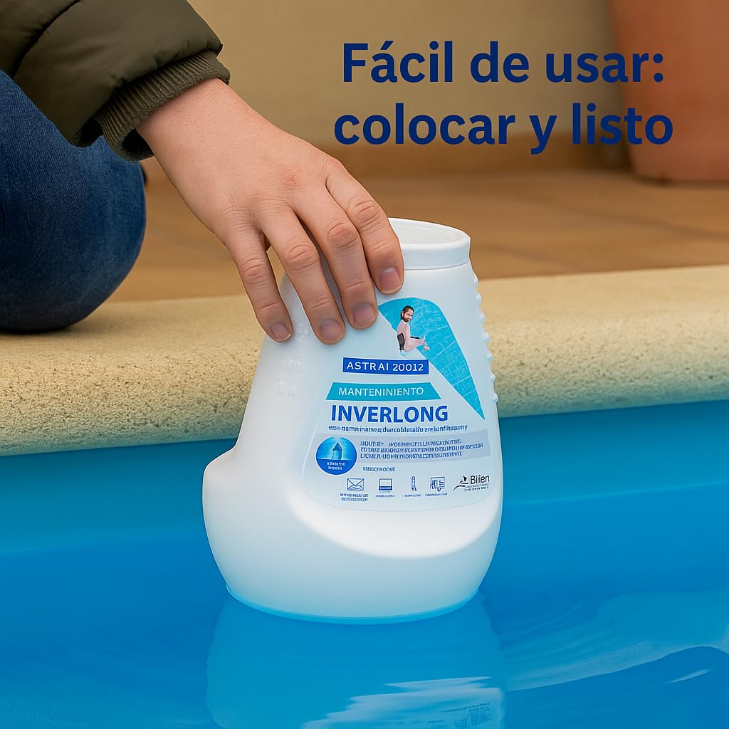 RASMACOR | Astral 75151 Iverlong Invernador Piscina 1,75 kg con Dosificador Flotante | Tratamiento Invernal Antialgas, Bactericida y Floculante | Agua Clara Todo el Invierno