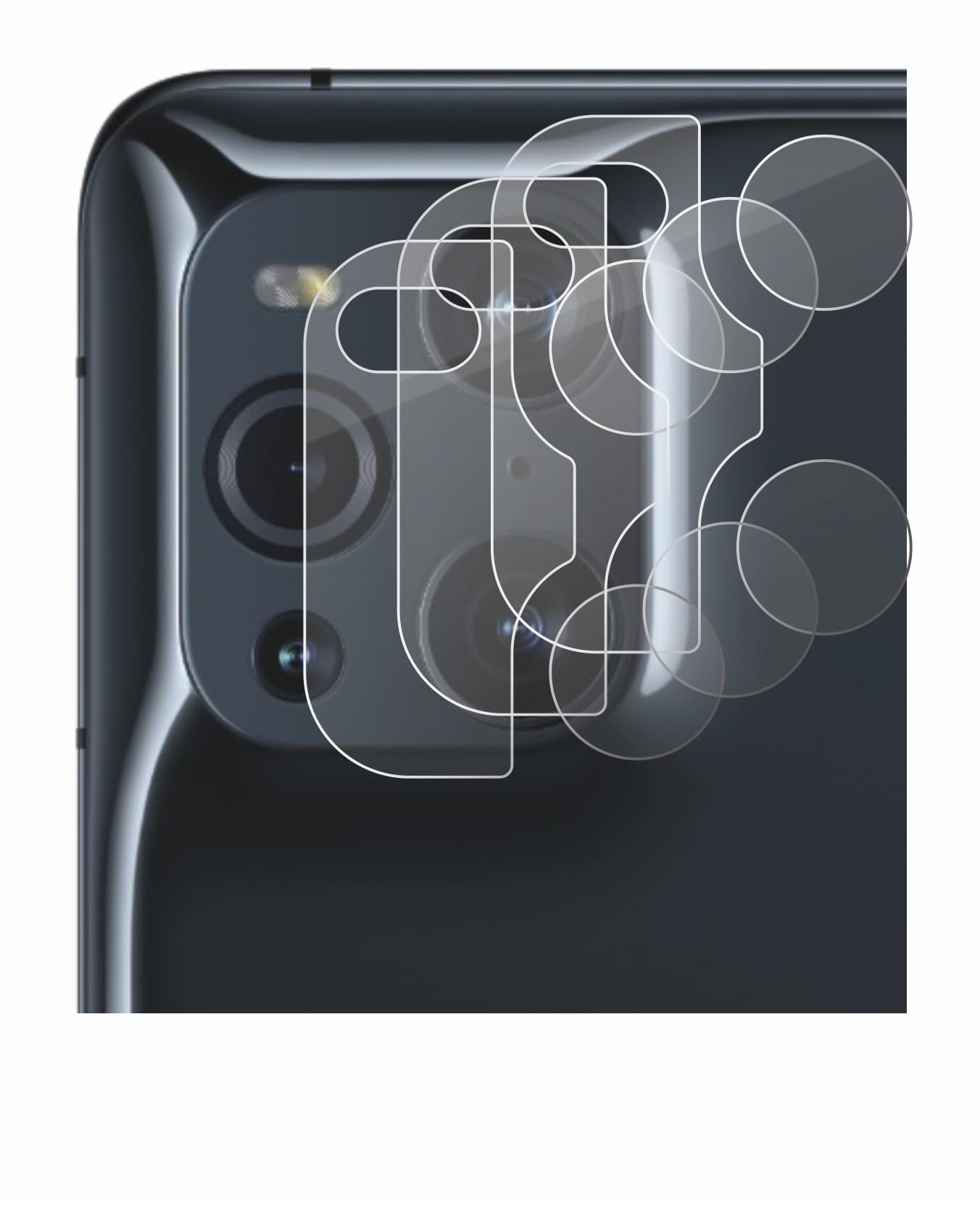 Brotect Pellicola Vetro Ibrido Per Fotocamera Oppo Find X3 Pro - 3 Pezzi, AirGlass, Durezza 9H, Trasparente, Made In Germany - 4