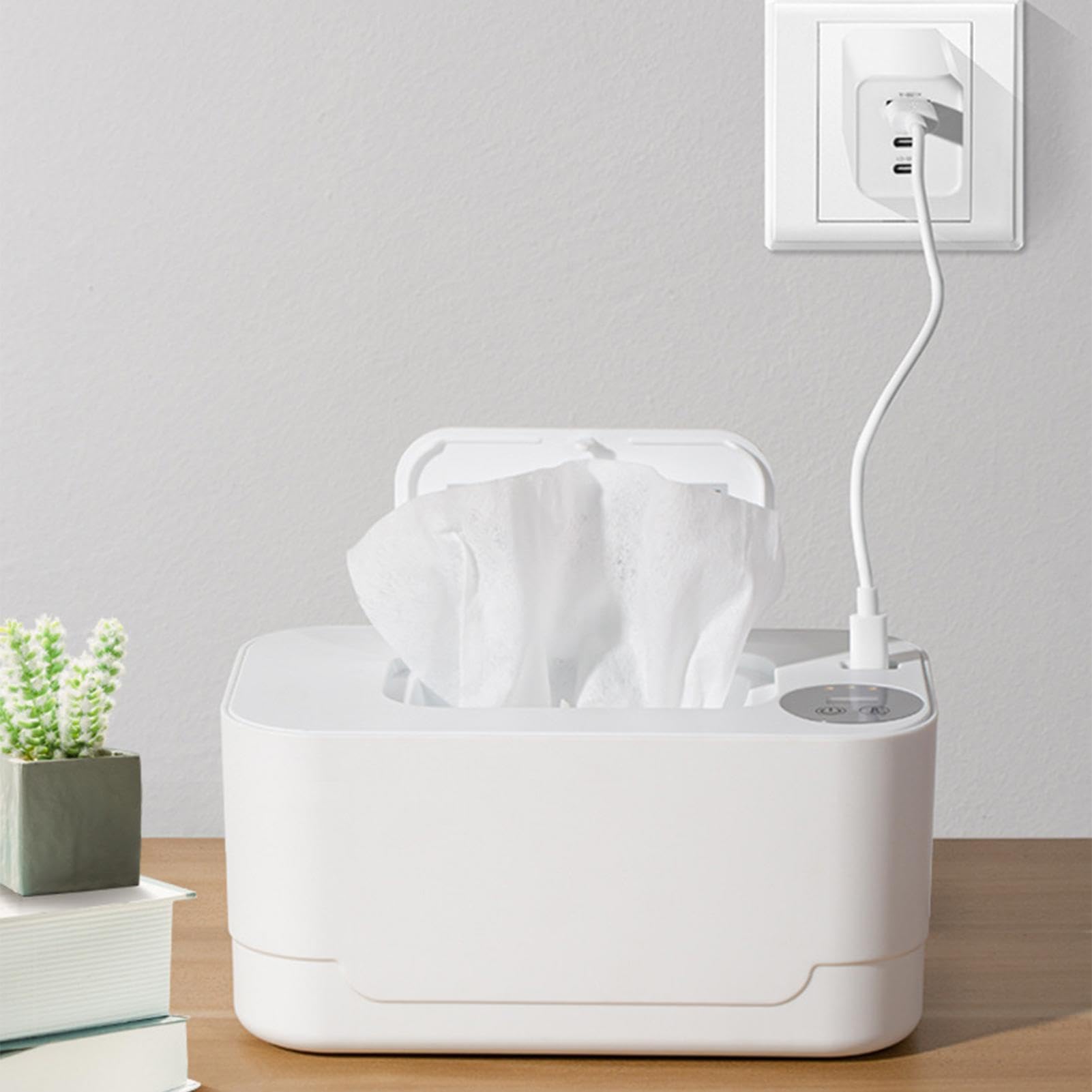 Luckxing Feuchttücherwärmer - Schnell erwärmender LED-USB-Wischtuchwärmer-Tücherspender,Baby Supplies Wischtuchhalter, kabellos, mit Temperaturanzeige, intelligente konstante Temperatur
