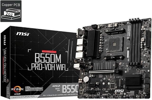 MSI B550M PRO-VDH WIFI płyta główna mATX, AM4, DDR4, M.2, LAN, Wi-FI, USB 3.2 Gen1, przód typu C, HDMI, DisplayPort, AMD RYZEN 3000 3. generacji