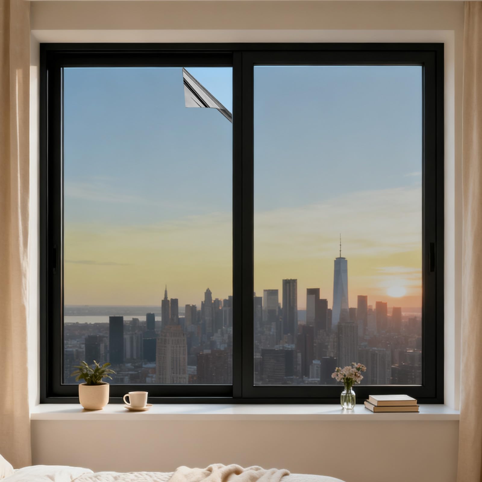 Lámina de espejo para ventana, protección solar | Protección de privacidad, protección solar, autoadhesiva, para ventanas, interiores
