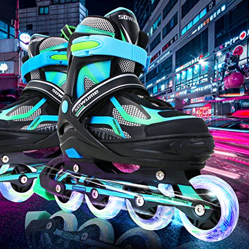 Sowume Adjustable Inline Skates for Girls and Boys, Roller Skates with All Light Up Wheels, Patines para Mujer for Kids and Adults, Men, Women