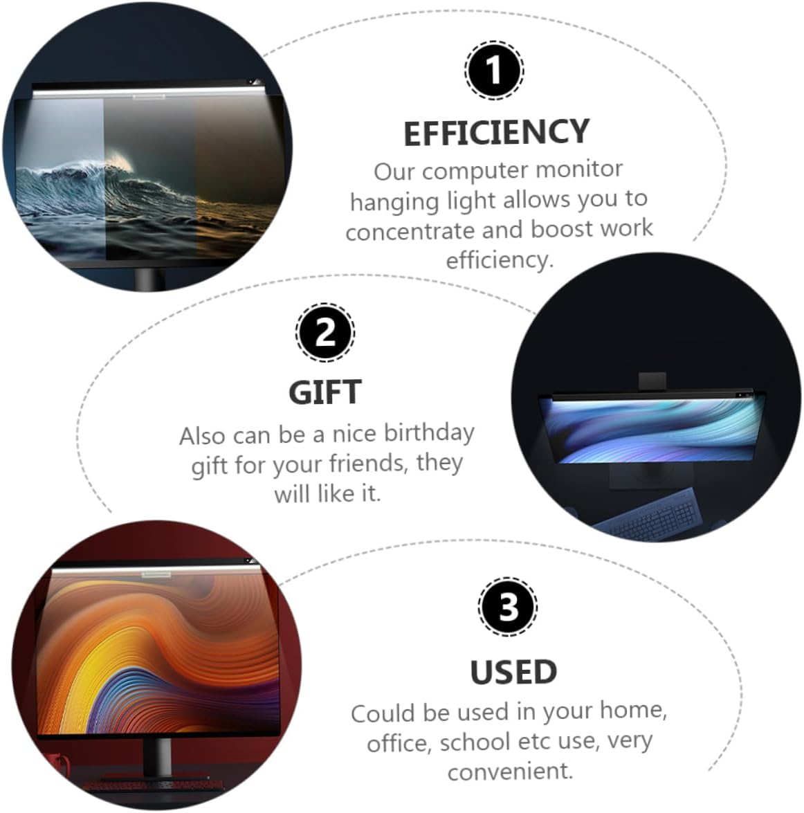 ARTIBETTER 1pc Multi-Functional Computer Screen Hanging Light Bar USB Desk Lamp for Eye Easy Installation for Use Led Monitor Light