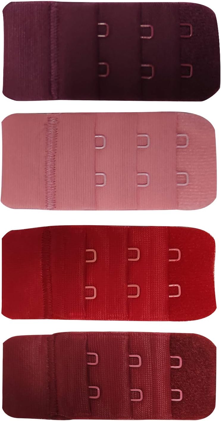 andra Women's Bra Hook and Eye Extender 2x3 Combo (Wine Red Pink Maroon) Set of 4