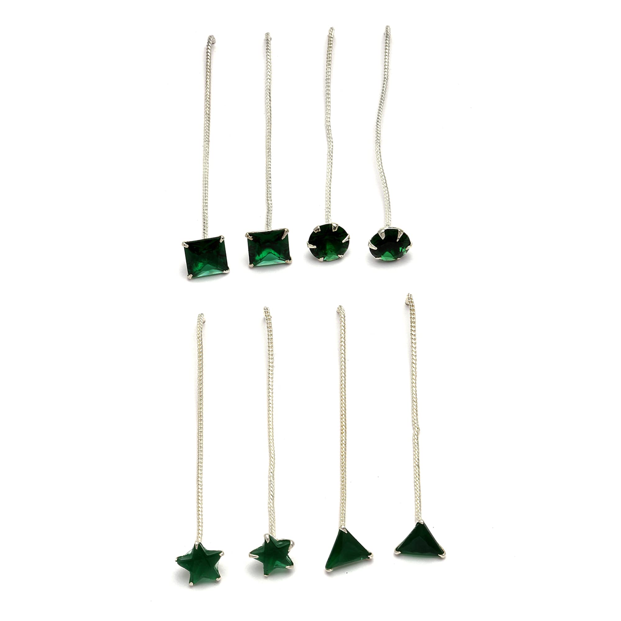 ZENEME Rhodium-Plated Silver Toned American Diamond studded Needle Drop Earrings For Women & Girls (B0C3C8M6ZF) Amazon Price History, Amazon Price Tracker