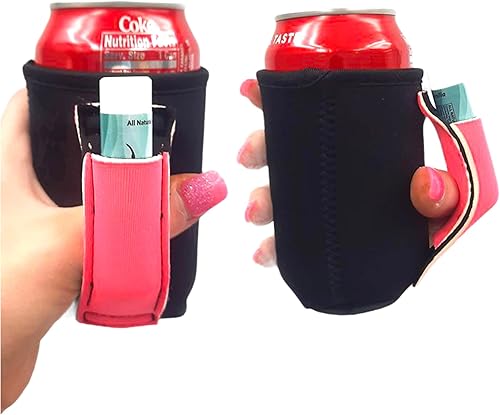Drink Handlers - Mango para latas de refrescos, fundas enfriadoras de latas de 12 onzas, material de neopreno para cerveza, refrescos y otras