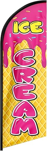 Bandera de plumas de helado Swooper, bandera de plumas de helado de 8 pies, letrero publicitario de plumas para negocios de helados
