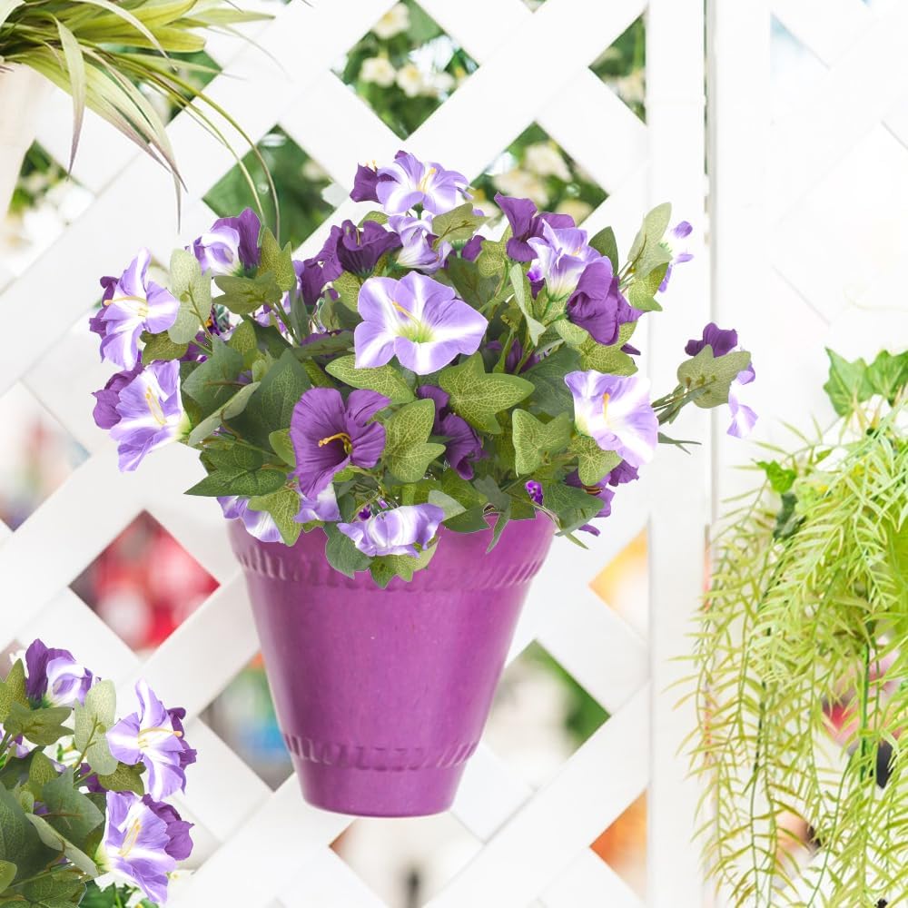 Artificial Morning Glory, 3 Pcs Artificial Fake Flowers for Outdoor Plants Decoration for Porch Yard Garden Balcony Home Indoor Decor