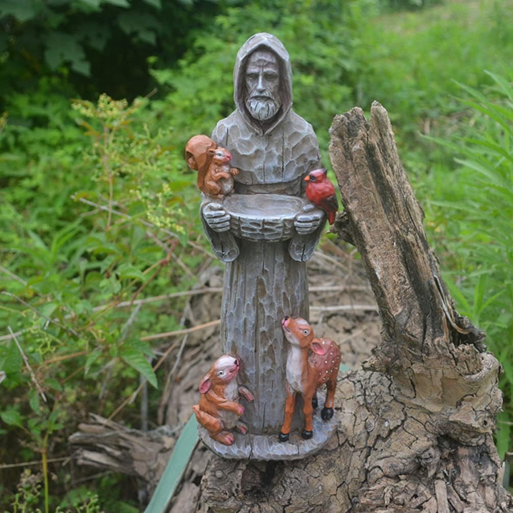 Buy Housoutil St Francis Bird Feeder Blessing Religious Garden Decor