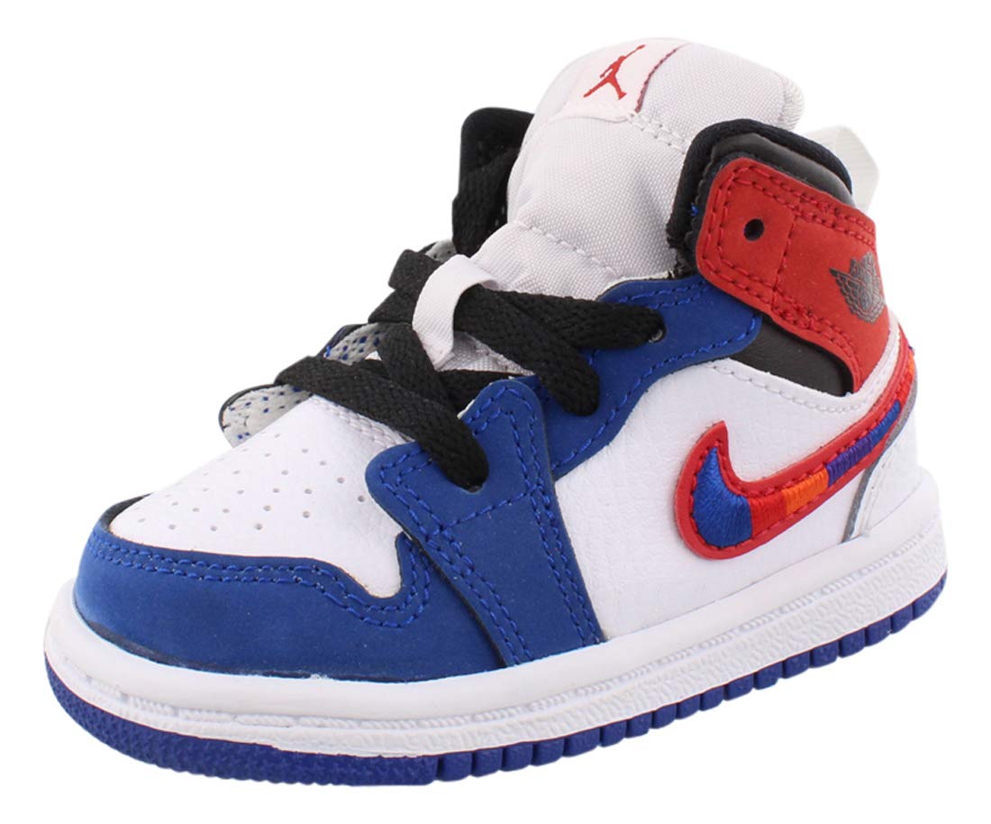Jordan 1 Mid Se Td Baby Boys Shoes Size 4, Color: White/University Red/Rush Blue