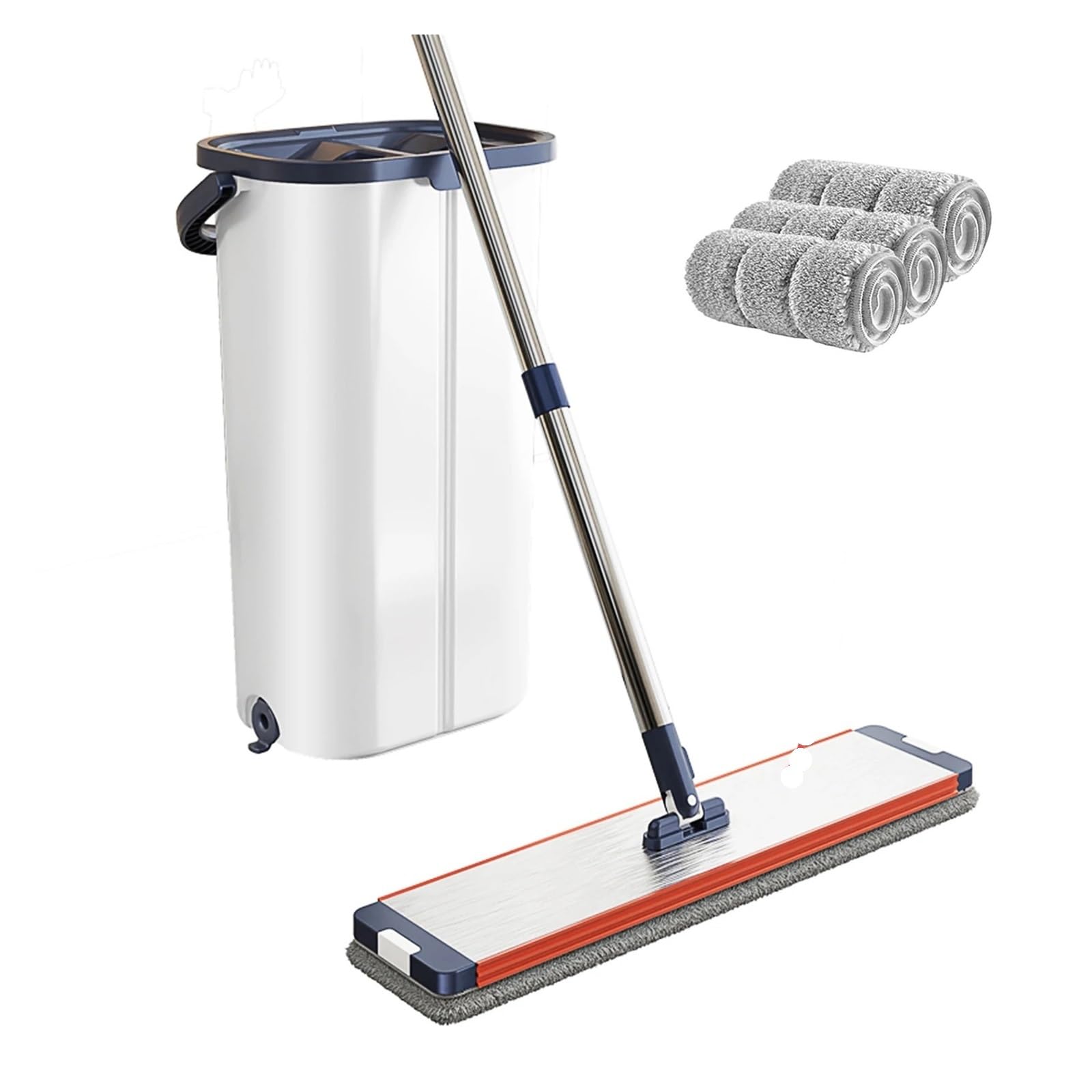 Compatible con trapeador for lavar pisos, cubos for trapeador, agua limpia y sucia separada, con cubo, trapeador de limpieza perezoso, manos libres, limpieza de la casa(White01)