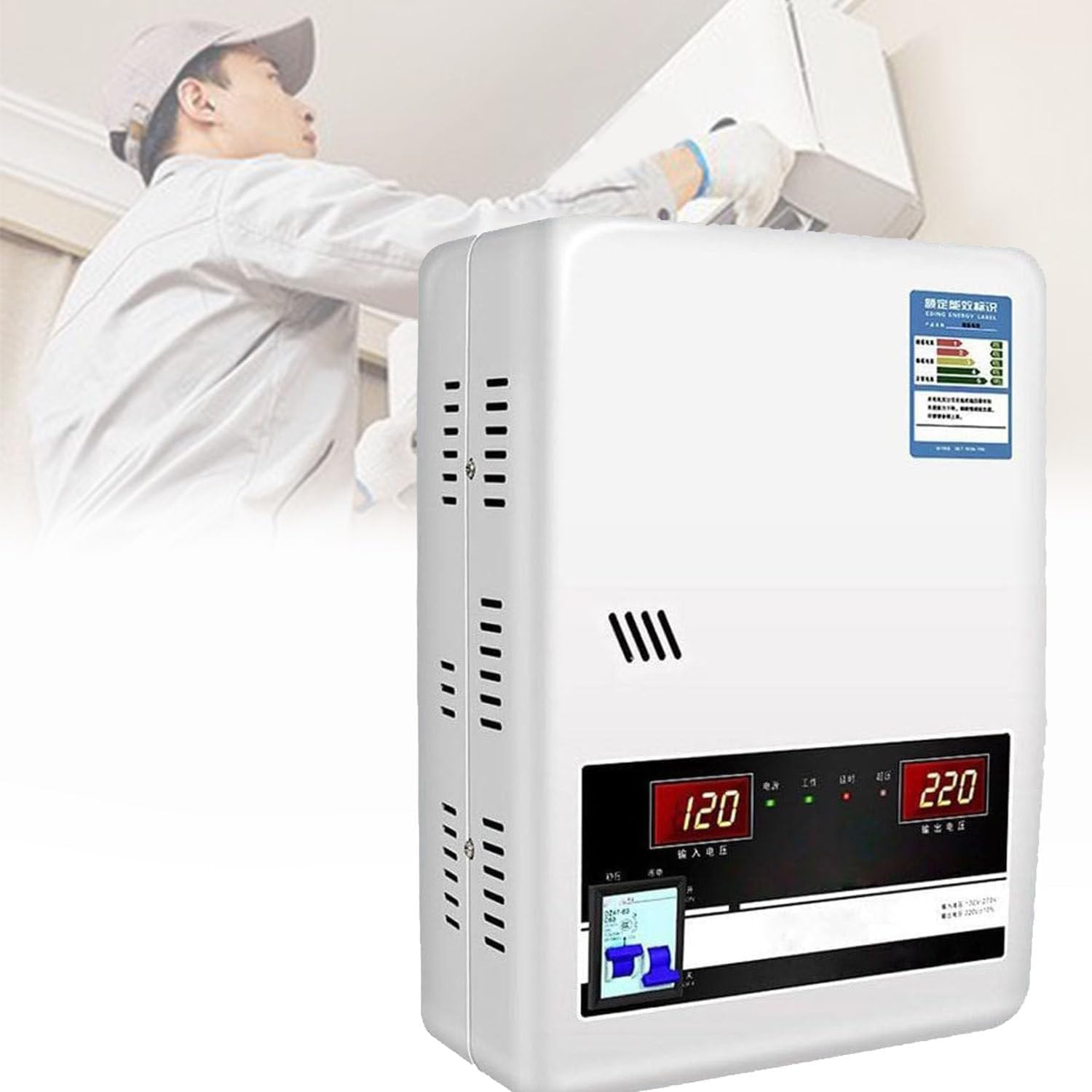 Automatic Voltage Stabilizer, High Precision Single Phase Power Conditioner for Household Appliances, Heavy Duty Voltage Regulator, 15000W