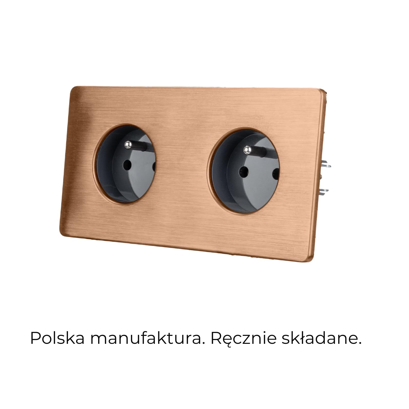 Prise Électrique Double Gris Acier Brossé PVD Cuivre PREMIUM