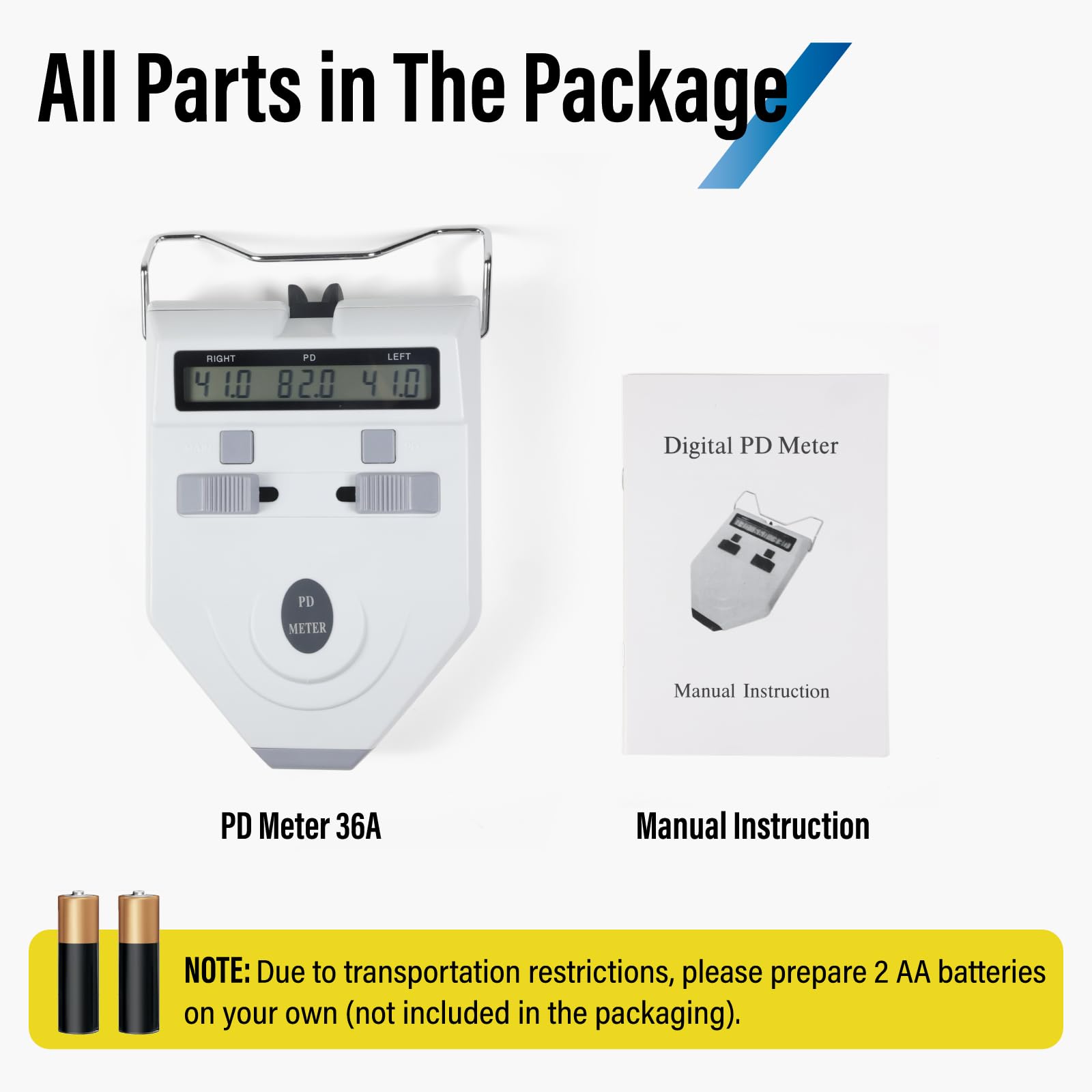 Eye Pd Meter Pupilo - Pupilómetro digital óptico LED, lámpara de objetivo, medidor de distancia interior, precisión de 0,1 mm, certificación CE 9A