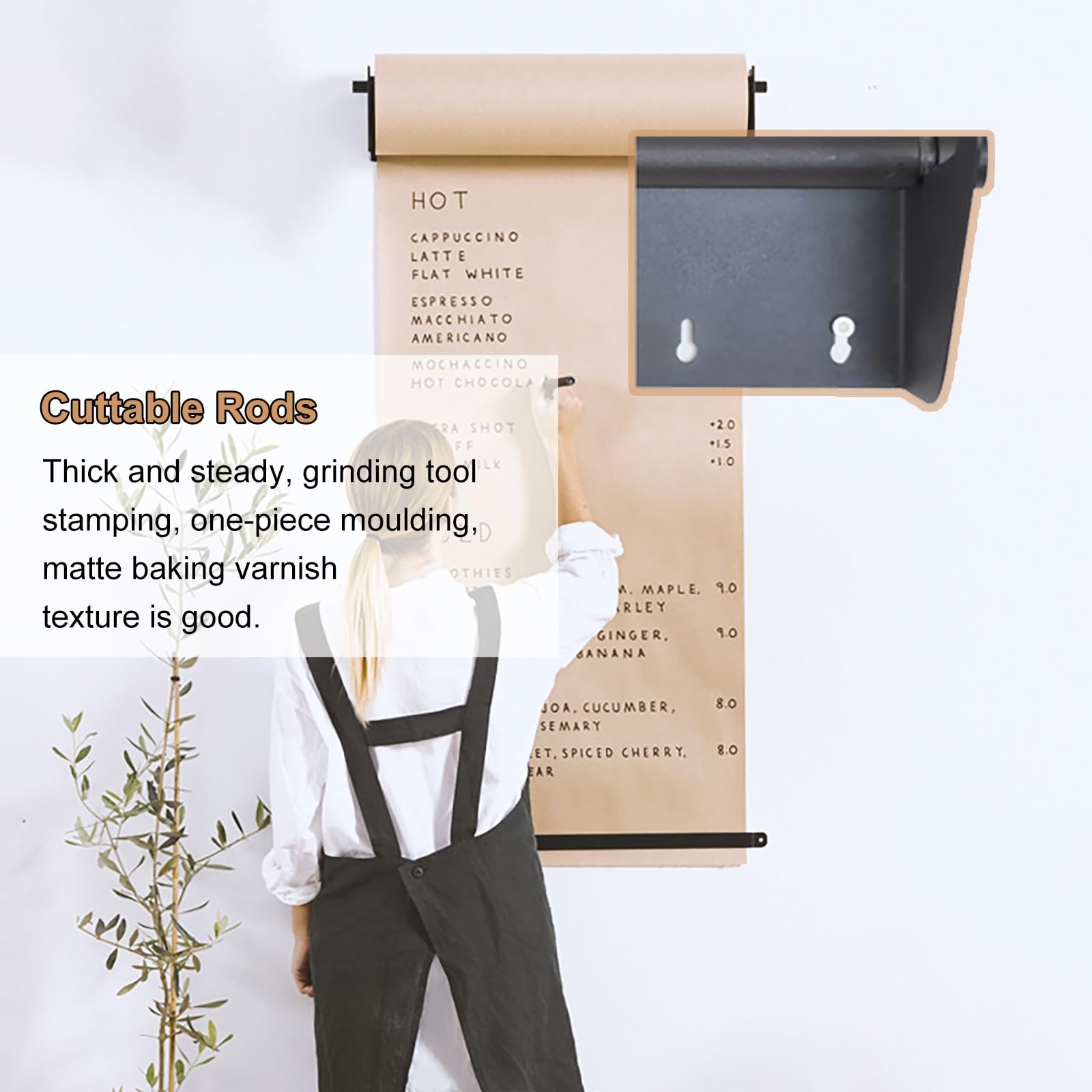 Dozownik Papieru Brązowa Rolka Papieru Rzeźniczego 30 45 50 60 90 120 Cm Szeroka Z Dozownikiem, Montowany Na Ścianie Uchwyt Na Rolkę Papieru Rzemieślniczego I Obcinacz/uchwyt(36in/90cm wide)