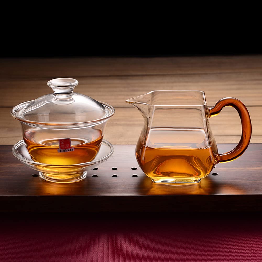 Filiżanka do herbaty, chińskie filiżanki do herbaty, 270ml Szklany ręcznie robiony kubek Fair Tea Zestaw do herbaty Kung Fu z podgrzewaniem i dekoracją