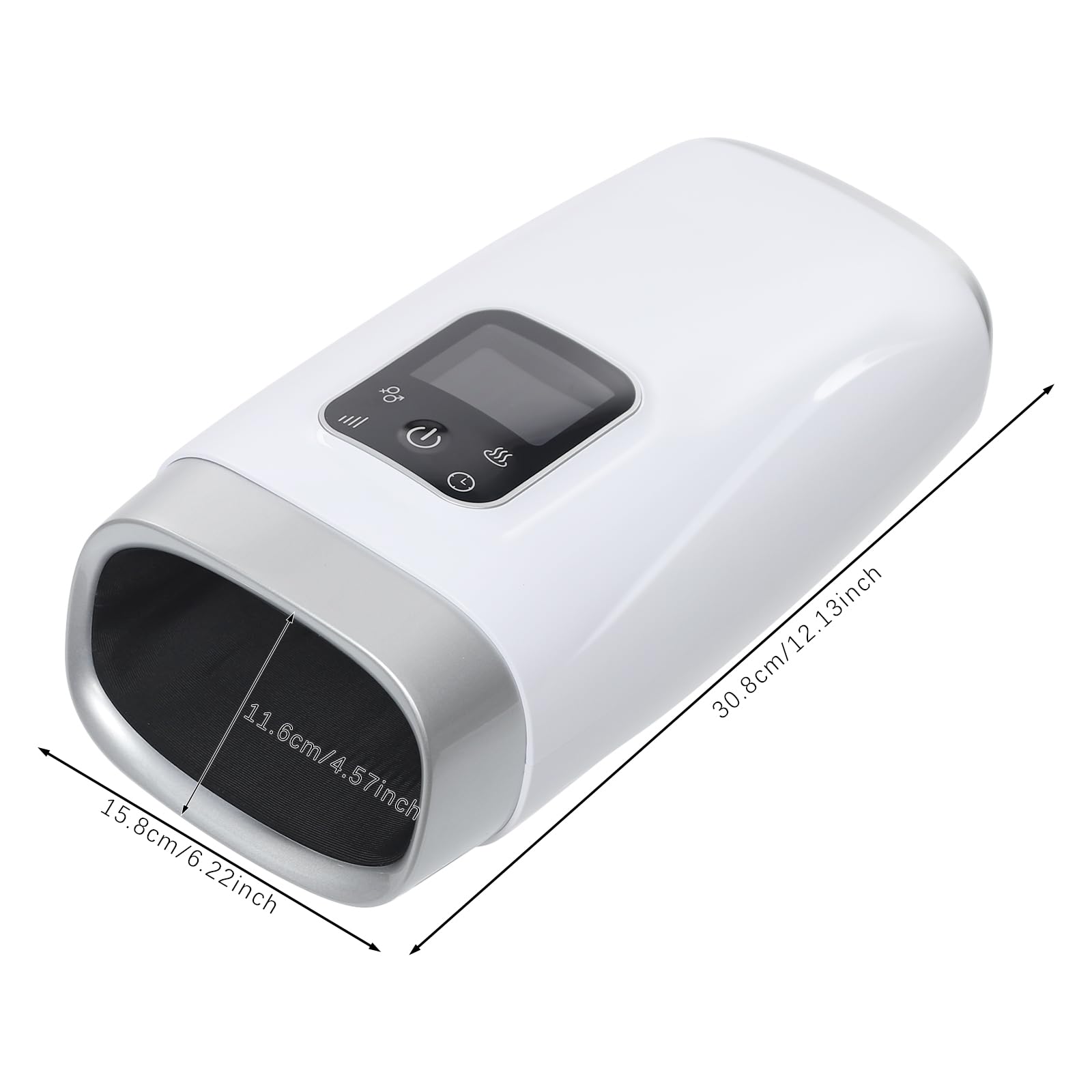 Handmassagegerät mit Luftdruck und Wärmefunktion, 2 Modi & 8 Intensitätsstufen, Timer, wiederaufladbarer Akku, LCD-Display & Typ-C, Gegen Handschmerzen, Gelenkschmerzen, Fingerkribbeln und Müde Hände
