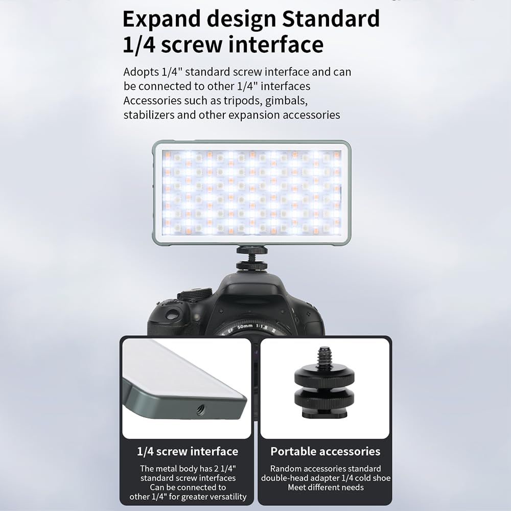 Andoer RGB Video Light LED Video Light Panel Luce Video RGB Tascabile Pannello Luminoso di Riempimento a LED Portatile da 10 W 2500K-9000K Dimmerabile per Vlog Live Streaming Videoconferenza