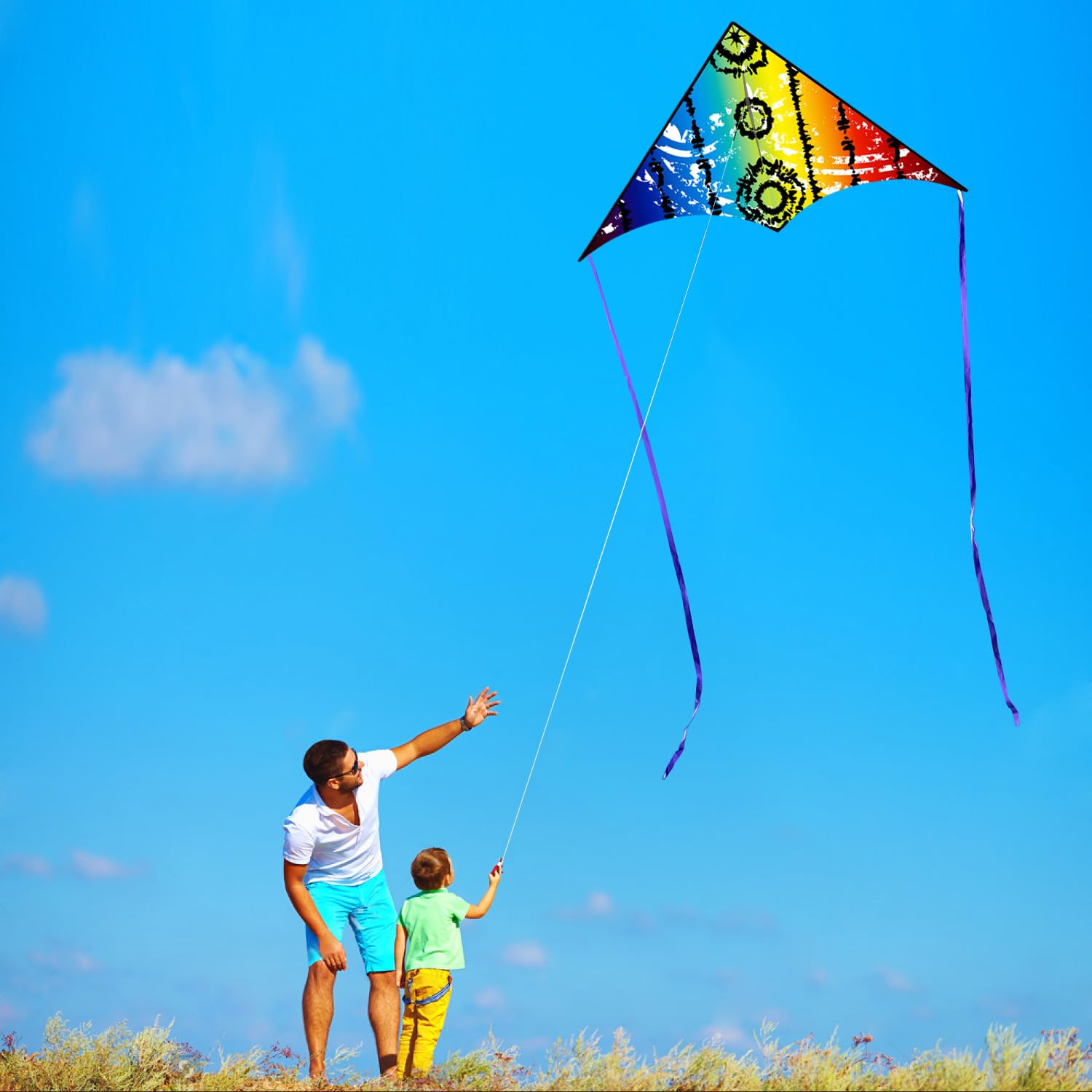 HONBO Grands Cerfs-Volants Delta pour Enfants et Adultes pour Les Excursions à la Plage, Les Jeux de Plein air, Parfaits pour Les débutants, Corde Incluse, Jouets faciles à Voler, Cerfs-Volants avec