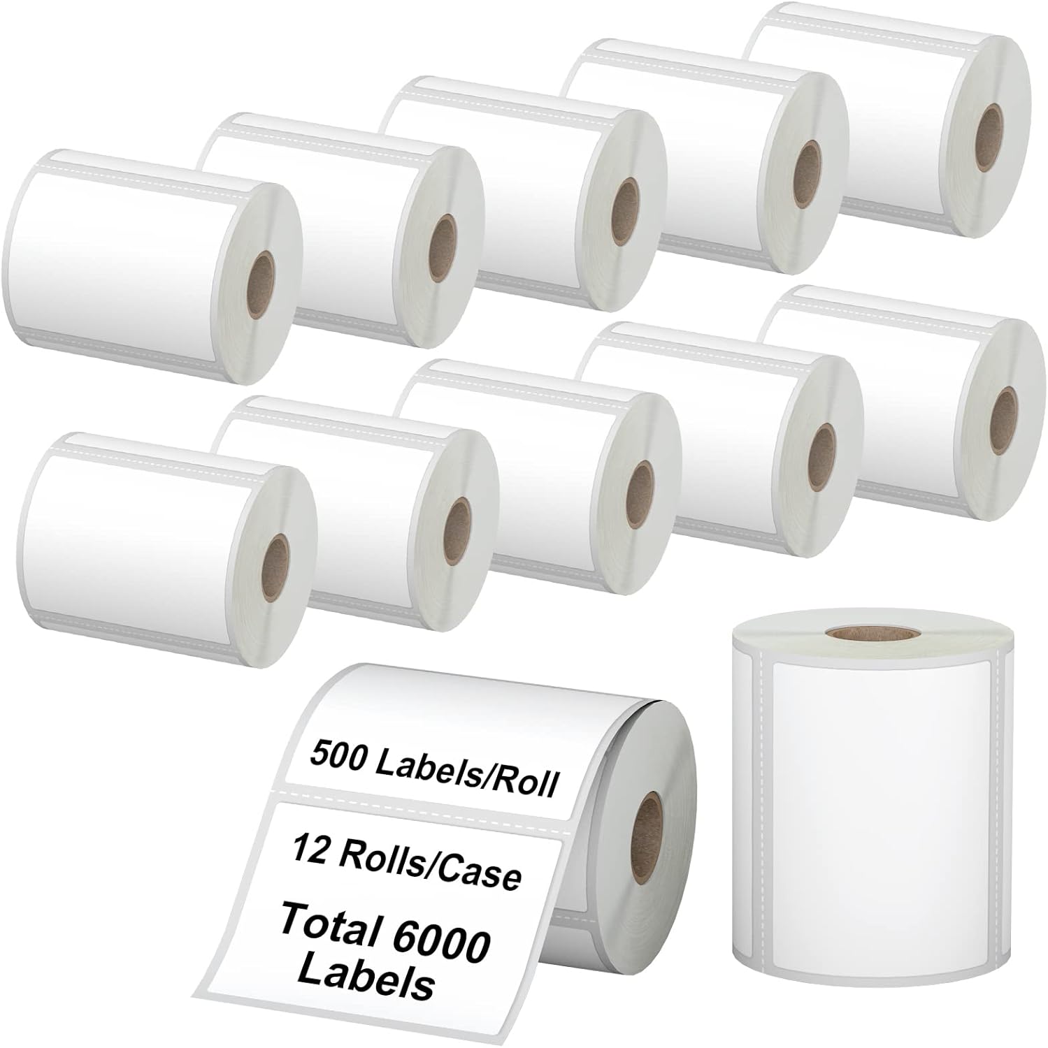 Direct Thermal Label 4" x 3" Compatible with Zebra Desktop Printers & Rollo Label Printer Multipurpose Labels for Shipping Address Barcodes (12 Rolls,500 Labels/Roll) 4"x3"-6000 Labels
