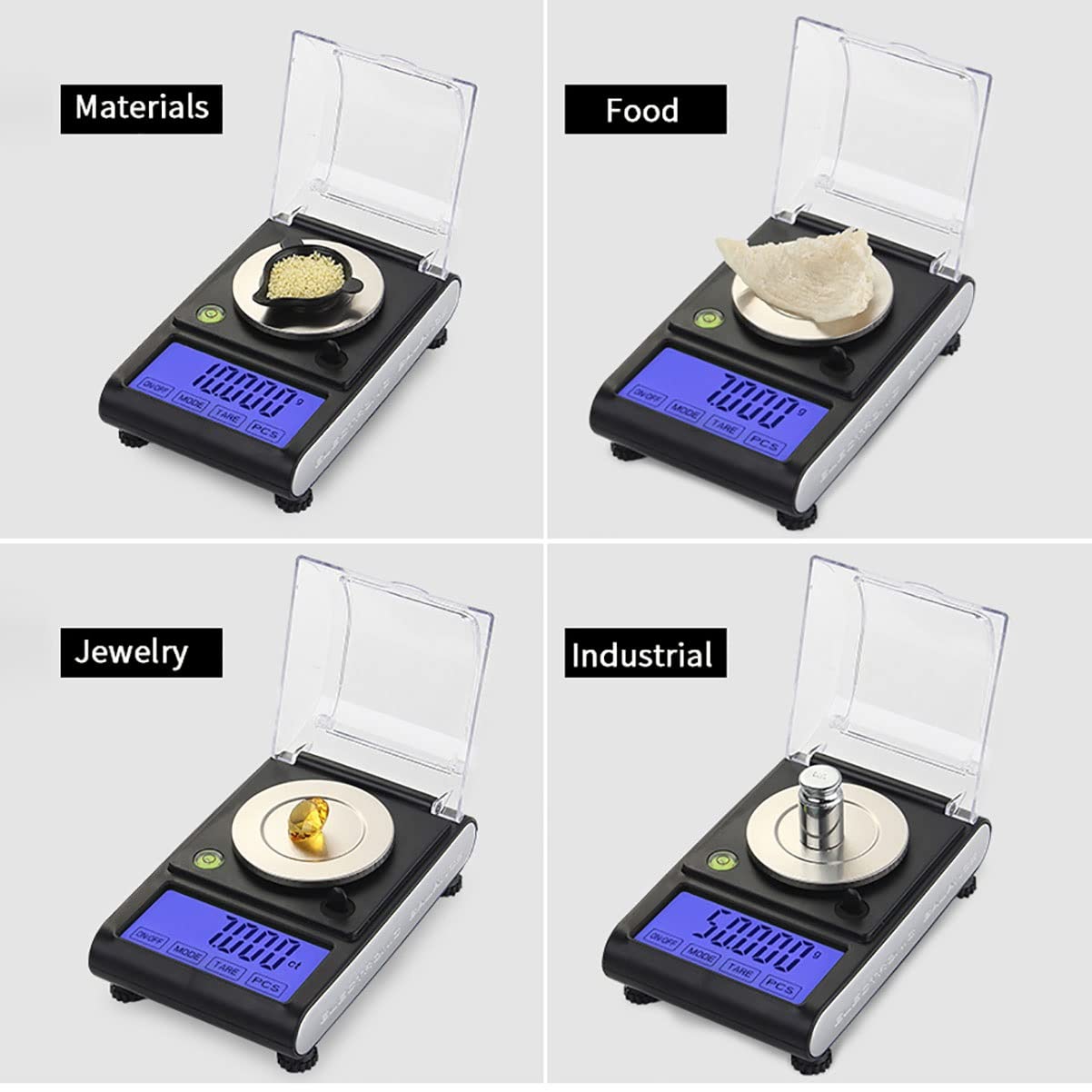 Báscula de gramos portátil, Báscula electrónica digital de 50 g/0,001 g con pantalla LCD, báscula digital de alta precisión táctil, báscula pequeña for joyería, báscula de laboratorio de diamantes.