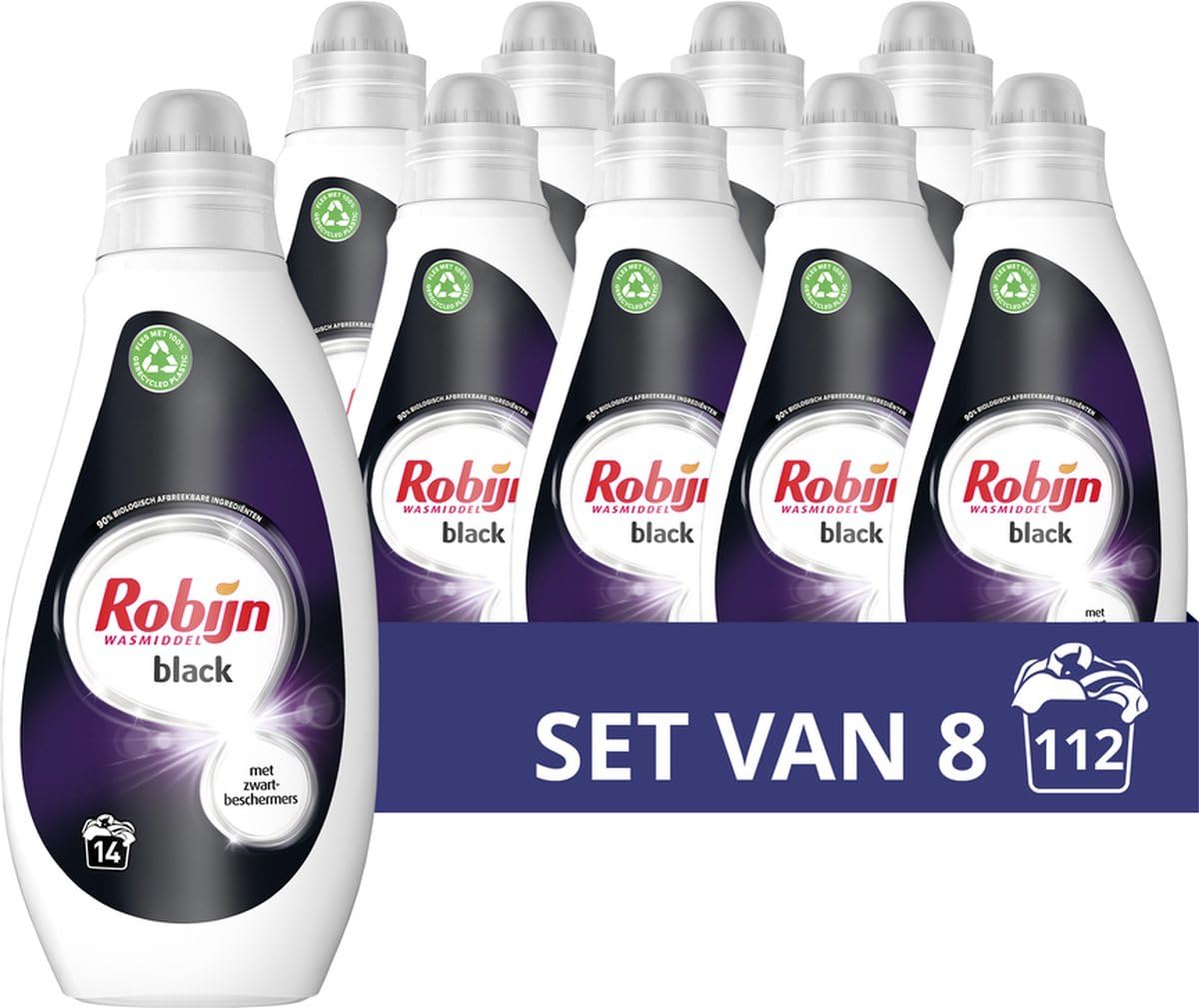 Robijn Black Velvet Vloeibaar Wasmiddel - 8x 700 ml (112 wasbeurten)