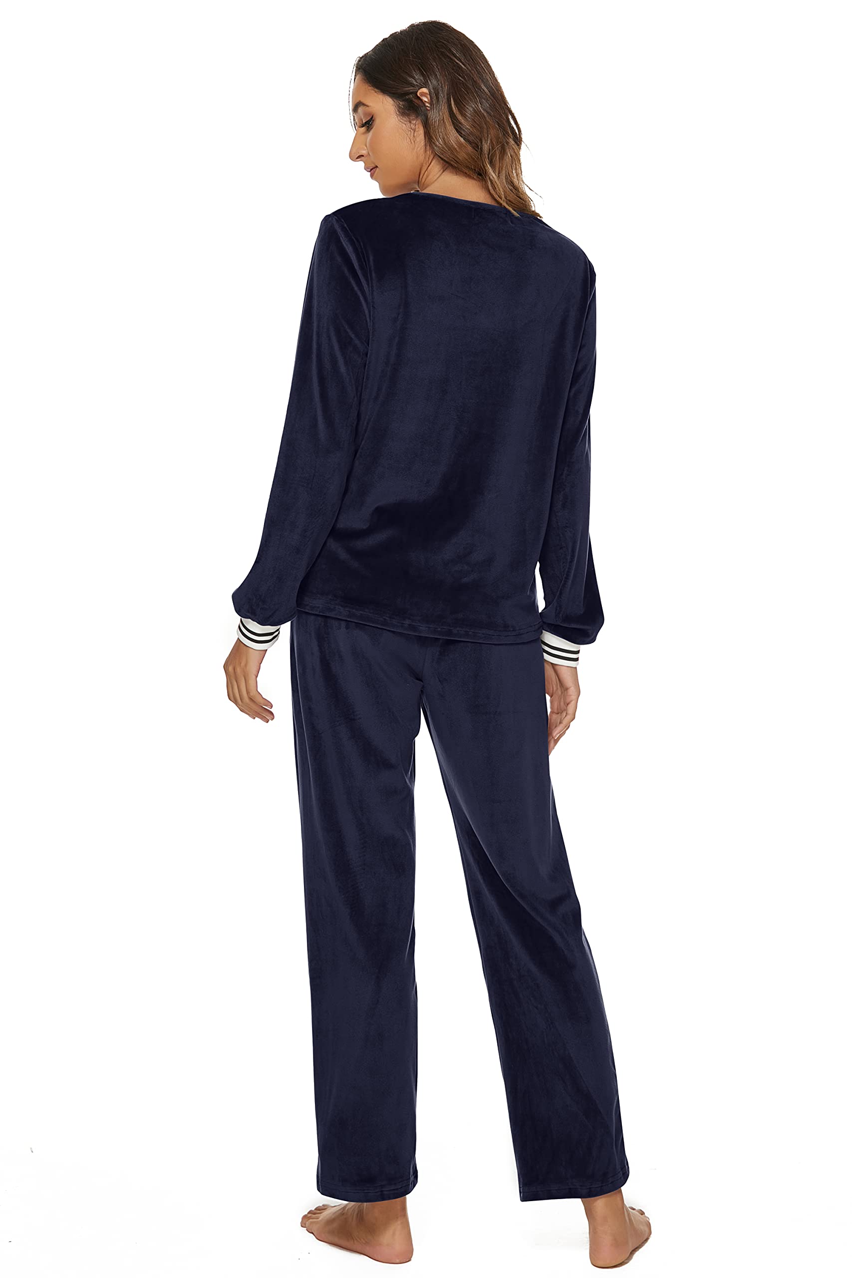 Velours Survêtements Femme Ensemble de Pyjama 2 Pièce Sportswear Jogging Hiver Col en V Sweatshirt et Pantalon Sweat Suit Tenue Sport Ensemble Vêtements de Nuit