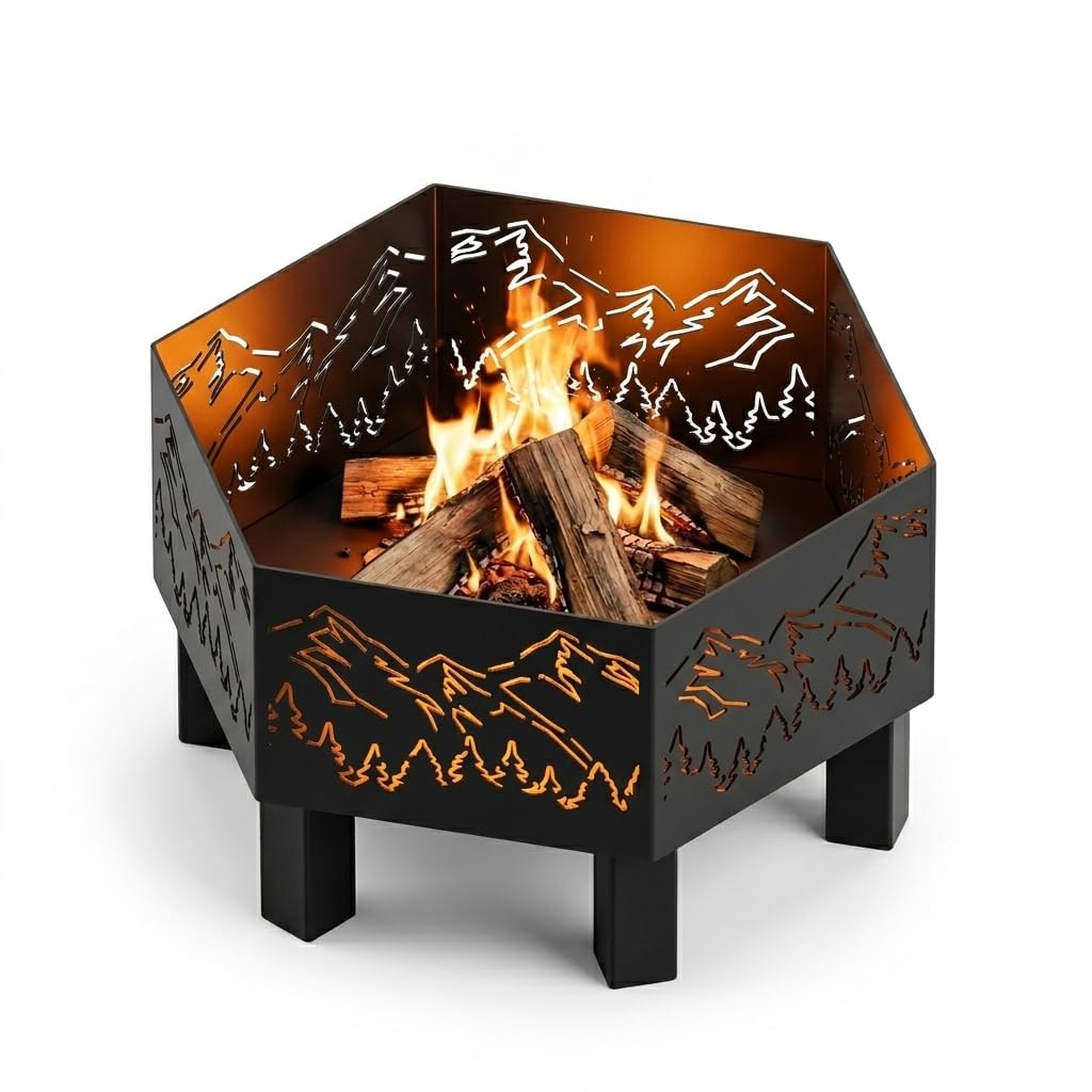 Feuerschale Hexa Muster 14 MetaloPr exa Gipfel – Hexagonale | Hochwertiges Metall, ideal für Garten und Terrasse, kraftvolles bergkamm-design, massive 3mm stahl-qualität, perfekt für
