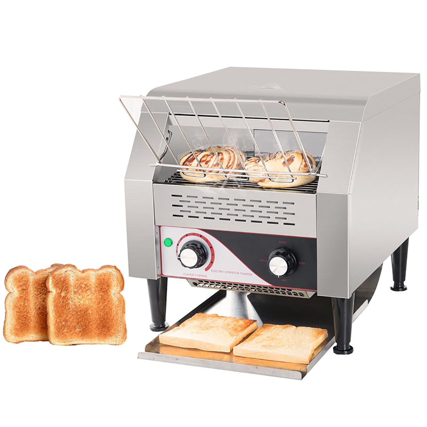 Fhrka White Conveyor Toaster 150/300/450 Slices/Hour Commercial Toaster For Restaurant 2200W Stainless Steel Toaster Oven For Restaurant (150Slices/Hour)